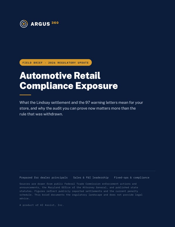 Cover of the Argus 360 compliance exposure field brief